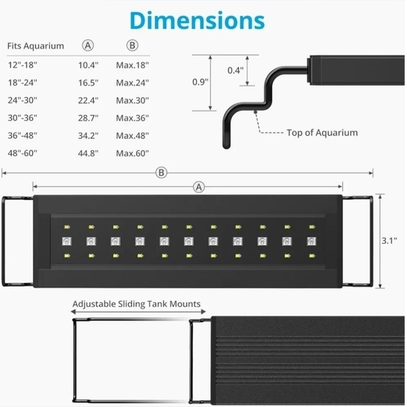NICREW Aquarium Light for Plants Fish 18-24 Inches, 13W Full Spectrum Tank Light - Picture 9 of 9